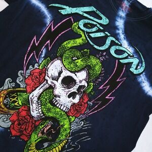 Poison Band T Shirt‎ Tie Dye Skull Snake Graphic Print Men's XL,